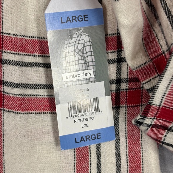 Wisconsin Badgers Women's Plaid Nightshirt Red White Embroidered Large NEW - Picture 4 of 9